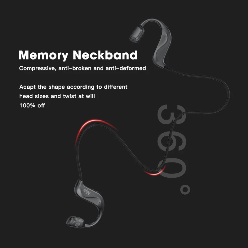 Беспроводная bluetooth гарнитура наушники в форме костной проводимости спортивные