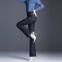 Новые осенние и зимние офисные женские туфли хлопок стрейчевое большого размера женские штаны для девочек Брендовые брюки, джинсы с яркой отделкой, детская одежда