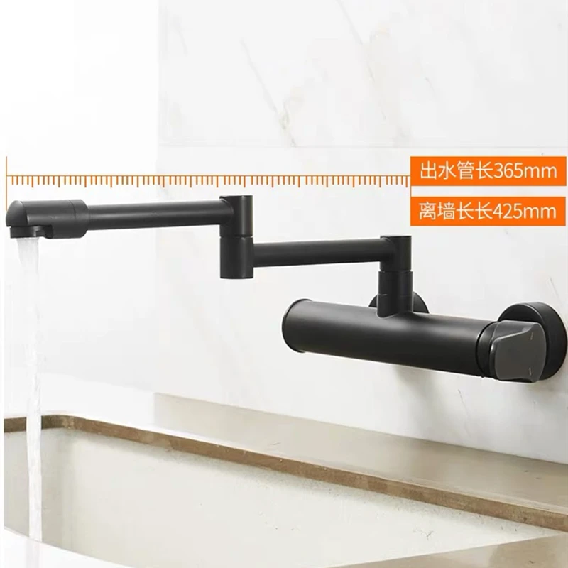 gold kitchen faucet Telescopic Folding Kitchen Faucets Black Brass 360 Rotate Wall Mounted Bathroom Hidden Faucet Fold-able Crane Sink Mixer Tap stainless steel kitchen sink