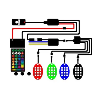 

RGB LED Rock Lights for Motorcycle，96 LEDs Multicolor Underglow Neon Light Kits
