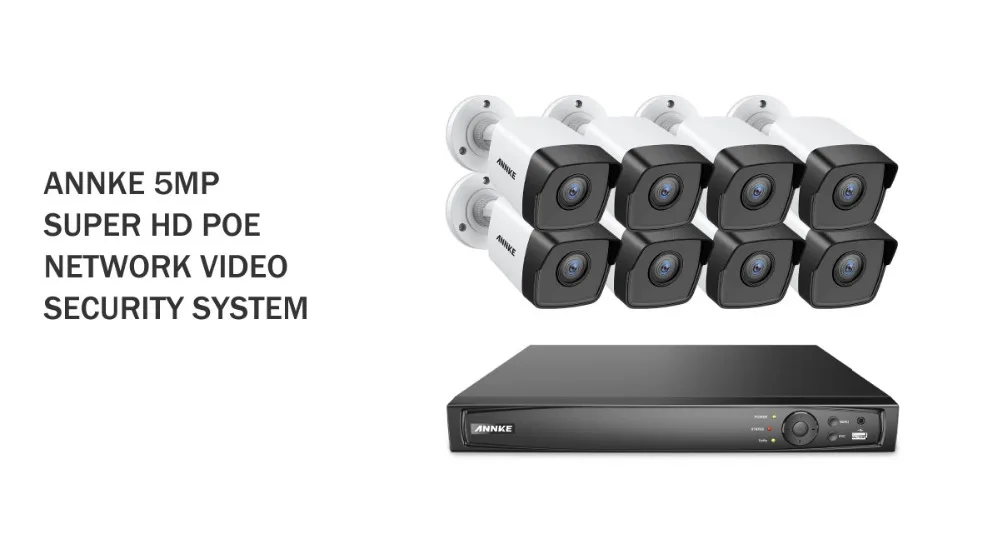 ANNKE 8CH HD 5MP POE сетевая видео система безопасности 8MP H.265+ NVR с 8 шт 5MP 30m EXIR ночного видения Водонепроницаемая wifi IP камера