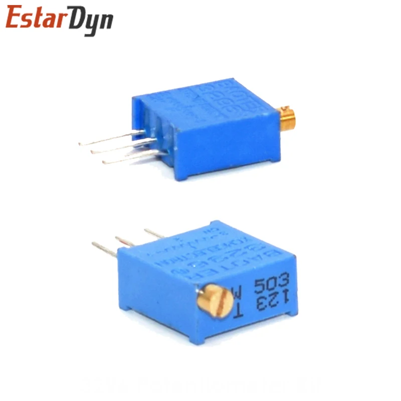 Multiturn Potentiometer 10PCS 3296 potentiometer Kit High Precision 3296W Variable Resistor 100R -1M 200R 500R 1k 2k 5K 10K 20K 50K 100K 200k 500k