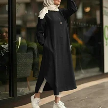 

Women Fashion Vintage Femme Abaya Turkey Split Linen American Dubai Turkey Cardigan Vestidos Robe Muslim Dresses Abaya Dresses