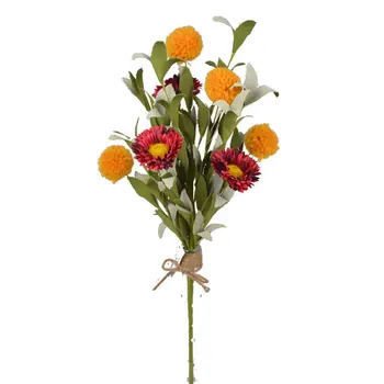 

Artificial PE Daisy Flowers with Caddice Wool Fake Flower Ball Hand Made Craft Plant with Leaves for Home Wedding Decoration