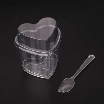 

Summer Heart Disposable Smoothie Cup Spoon Slush Dessert Ice Cream Bowl