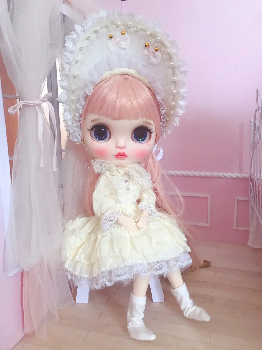 Винтажная кукла Лолита, платье для кукол BJD 1/4 1/3 1/6, Одежда для кукол, аксессуары для игрушек, модная кукольная одежда для девочек, включает платье и шляпу