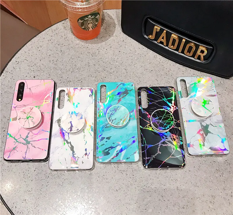

Blue Light Marble Glossy Phone Case For Huawei P30 P30Pro P20 P20Pro P20Plus P20Lite Mate20Pro Nova3 Nova3i Honor10 Nova2lite