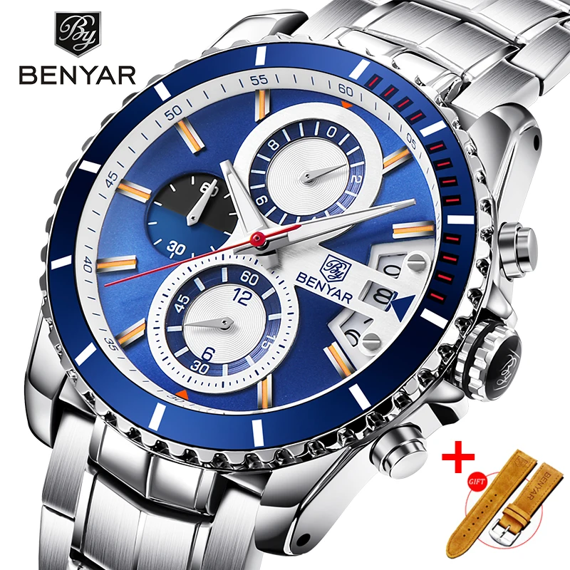 

New quartz men's watches BENYAR fashion sprot men wristwatch top luxury brand waterproof clock men chronograph Relogio Masculino