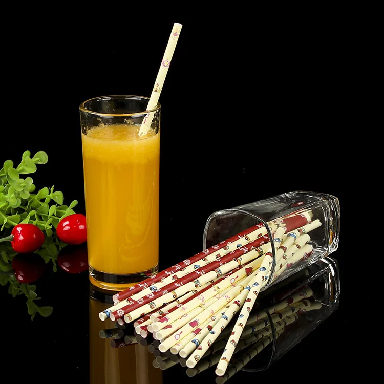 

Color Cartoon Biodegradable Milk Tea Drink Paper Straw Disposable Paper-plastic Stick Straw
