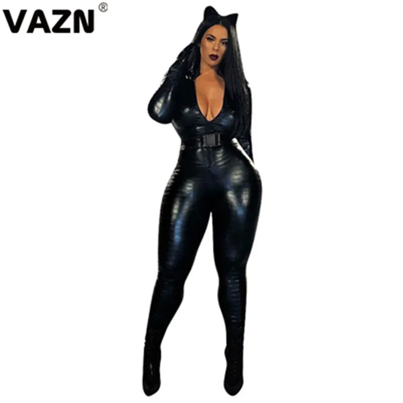 VAZN с принтом Spencil, новинка, хит, модный уличный комбинезон, Повседневный, облегающий, v-образный вырез, капюшон, сексуальные длинные штаны, тонкий длинный комбинезон