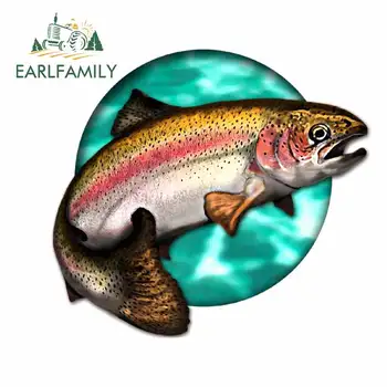 

EARLFAMILY 13cm x 11.8cm For Trout Fishing Personality Car Sticker DIY Graphics Decal Waterproof Occlusion Scratch Decoration