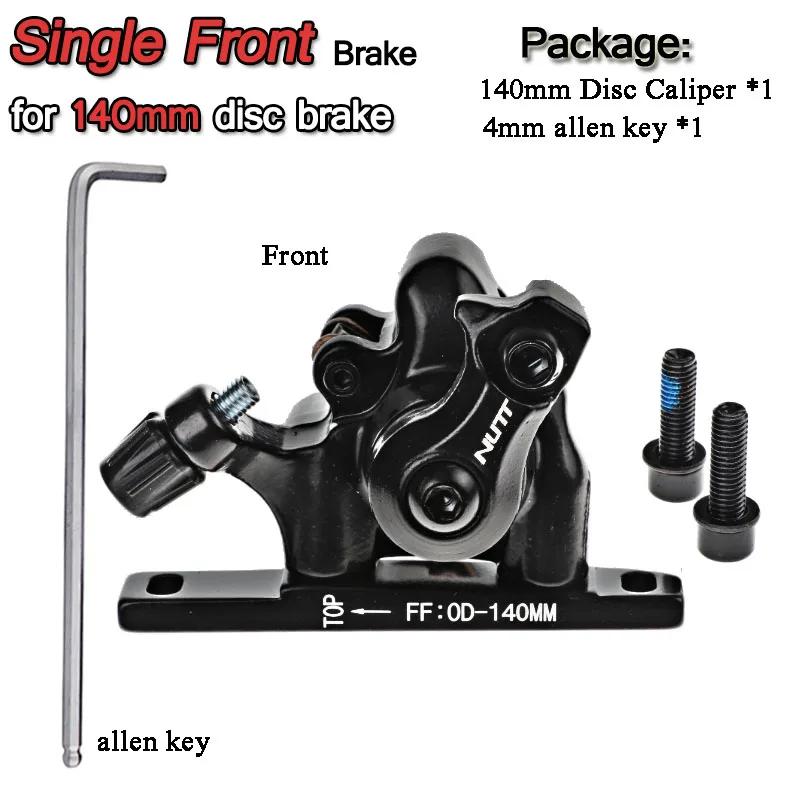Single 140mm Front NUTT BMX дисковый тормозной суппорт для шоссейного велосипеда 140, 160 мм, двойное механическое действие, с плоским креплением, 6 роторов, велосипедный передний и задний - Цвет: Single 140mm Front