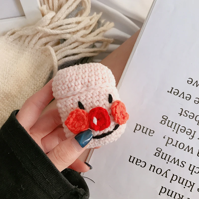 Ручной работы, милый мультяшный защитный вязаный чехол, кожаный чехол для свитера, силиконовая коробка для гарнитуры, Вязаная Шерстяная Крышка для наушников AirPods