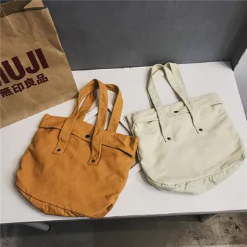 

Handbags Shoulder Bags for Women 2020 Brand New Fashion Female Casual Tote Bags Simple Solid Color Hasp Canvas Bags for Girls