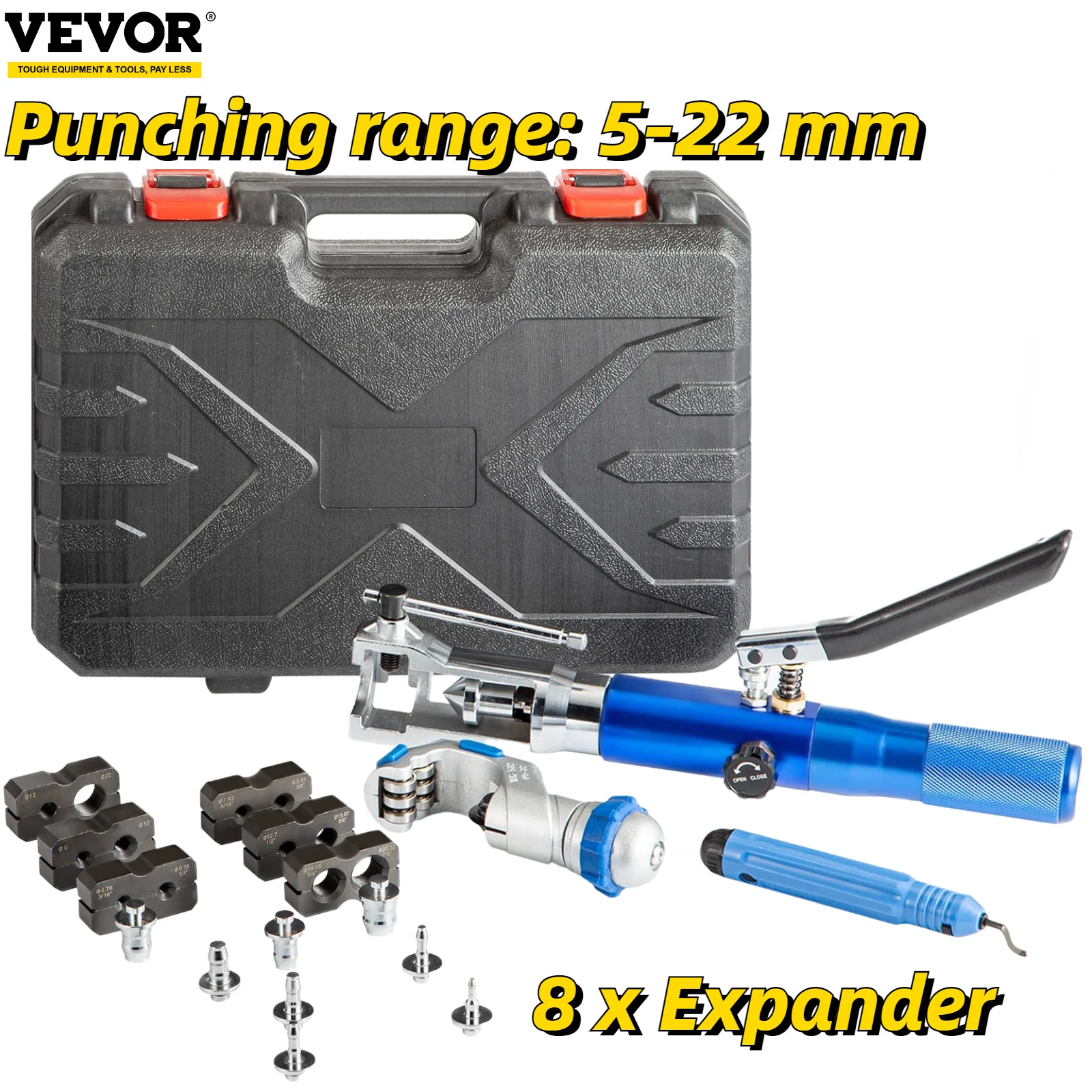 VEVOR 2in1 Hydraulic Flaring Swaging Tool Kit 8Dies 5 22mm Soft HVAC