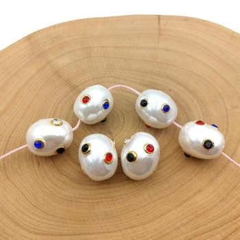 

Natural fresh water pearls micoro cz paved with multi gems stones cubic zirconia paved beads for necklace blacelets DIYmaking