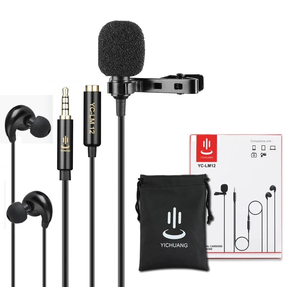 YC-LM12 телефон аудио видео запись Lavalier конденсаторный микрофон для iPhone 8 7 6 5 4s 4 Sumsang Xiaomi htc huawei