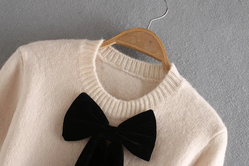 Модные женские свитера Za, однотонный бархатный вязаный пуловер с круглым вырезом и длинным рукавом, женский свитер, джемпер, топы