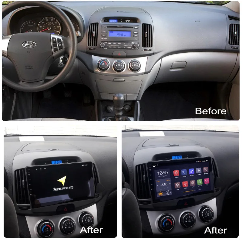 Top 9 INCH Android 9.0 PX6 4G+64G CAR gps Navigation Radio For Hyundai Elantra 2007-2011 Korea Car DVD Player 1