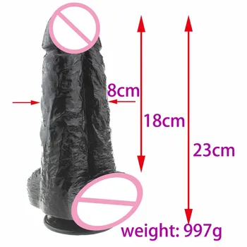 Black Double Dildo Siamese Dong Realistic Penis With Strong Sucker Huge Dildos Big Glans Man Dick Sex Toys For Women Lesbian 5
