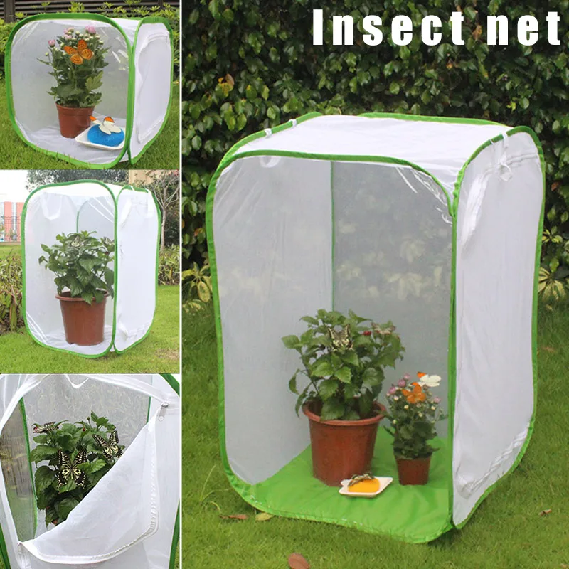 Foldable Insect Habitat Cage Seedling Plant Light Transmission Net Tent Greenhouse E2S