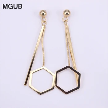 

Stainless Steel Simple Fashion Dangle Drop Korean Earrings For Women Geometric Golden Earrings 2020 Wedding Jewelry SL21