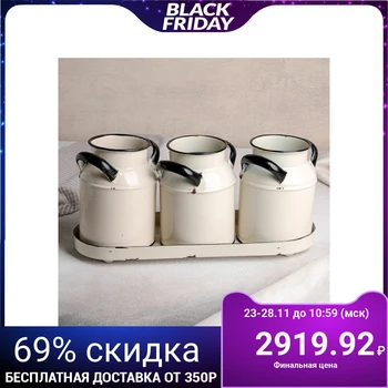 

A set of cans for bulk products "1,2,3", 3 pcs, on a tray