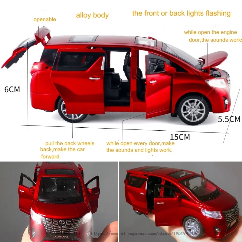 Новинка 1:32 Игрушечная модель автомобиля Toyata Alphard MPV из сплава, игрушечные машинки, игрушечные машинки,, детские игрушки для детей, подарки, игрушка для мальчика