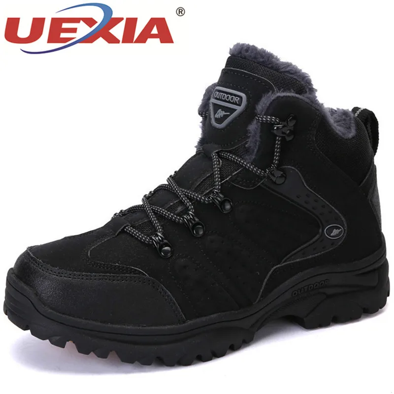 

UEXIA Unisex Couple Ankle Boots Winter Warm Plush Fur Snow Men Outdoor Sport Sneakers Male Rubber Winter Men's Shoes Size 36-47