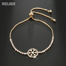 Милый кулон в виде снежинки с кубическим цирконием Браслеты Регулируемый Браслет Рождественский фестиваль семейный друг модное ювелирное изделие подарок