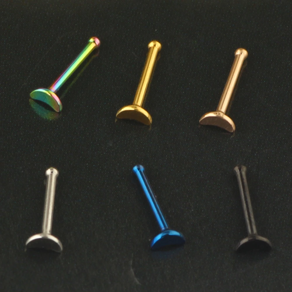 50Pcs 20G Bone Shape Nose Studs Nose Ring Hoop Stainless Steel Nose Piercings for Men Women CZ Clear Nose Stud Set Studs