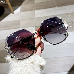 Diamond Sunglasses Women Rimless Fashion Glasses Vintage  Lunette De Soleil Femme Moda Mujer Zonnebril Dames Oculos Feminino