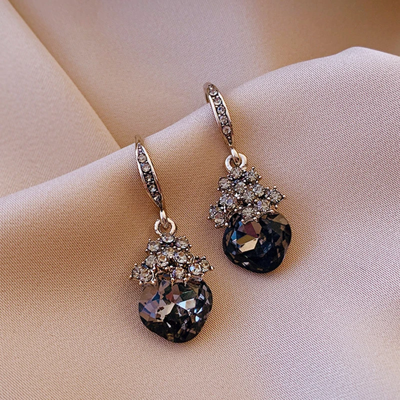 

Black Crystal Flowers Dangle Earrings for Women Top Designer Luxury Jewelry Micro-inlaid AAA Zircon High Quality Accessories