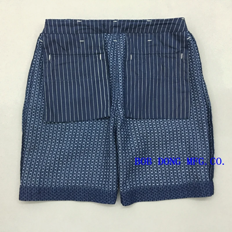 BOB DONG Wabash Denim Shorts For Men Vintage Indigo Workwear Knee Length Sashiko