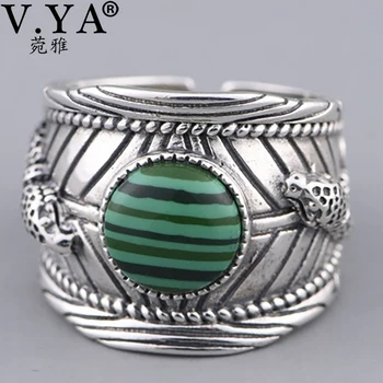 

V.YA Thai Silver Leopard Open Rings for Women Men 925 Sterling Silver Thumb Rings for Lover Gifts Jewelry