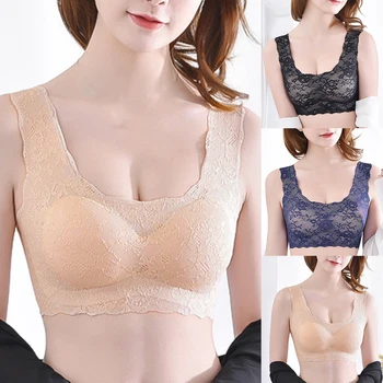 

Hot Women Sexy Bras Solid Lace Seamless Bra Spandex Wire Free Full Coverage Soft Underwire Lace Padded Brassiere Gathering Bras