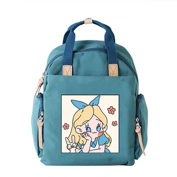 

Harajuku Alice in Wonderland Cute Schoolbag Women Back Pack Ladies Hand Bagpack Shoulder Bag sac a dos Mochila