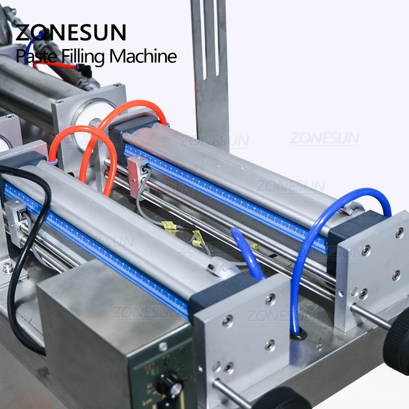 ZONESUN Semi Automatic 2Heads Paste Chili Sauce Filling Machine Honey Cream High-viscosity Materials Filer With Mixing Function