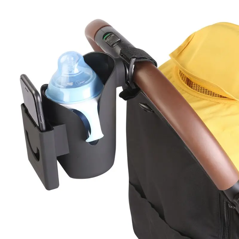 2 in 1 Stroller Cup Holder + Phone Holder Universal Cup Holder Rack for Buggy B36E