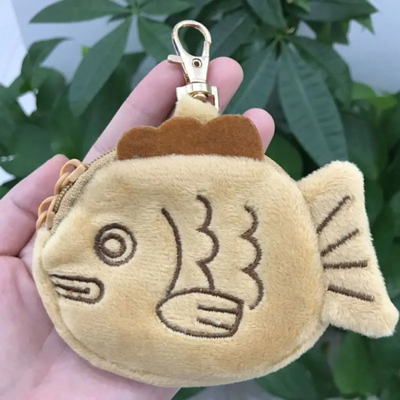 Мягкий ручной работы из фетра на Молнии Милый Snapper-shaped кошелек для монет Забавный дизайн вышитые девушки мини мешок для денег брелок