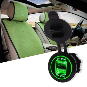 

5V 4.2A Dual 2USB Charger Socket Adapter Power Outlet for 12V 24V Car Motorcycle(green)
