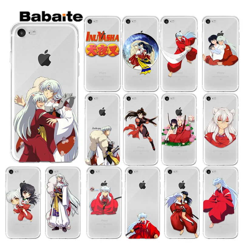 Аниме Inuyasha прозрачный чехол-телефон для Apple iPhone 8 7 6 6S Plus X XS MAX 5 5S SE XR Mobile 12 mini 12ProMax |