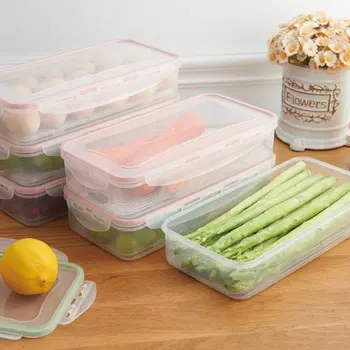 

2019 Rectangular Kitchen Refrigerator Sealed Fresh Box with Lid Food Container Drain Storage Box Home Gadgets