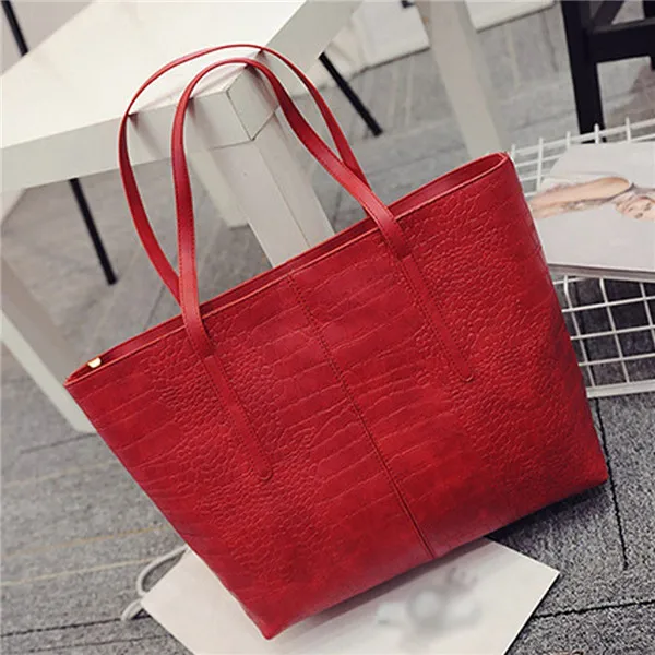 Большая сумка, модная женская сумка из искусственной кожи, короткая сумка на плечо, черная, белая, Большая вместительная роскошная сумка-шоппер, дизайнерская сумка - Цвет: Red