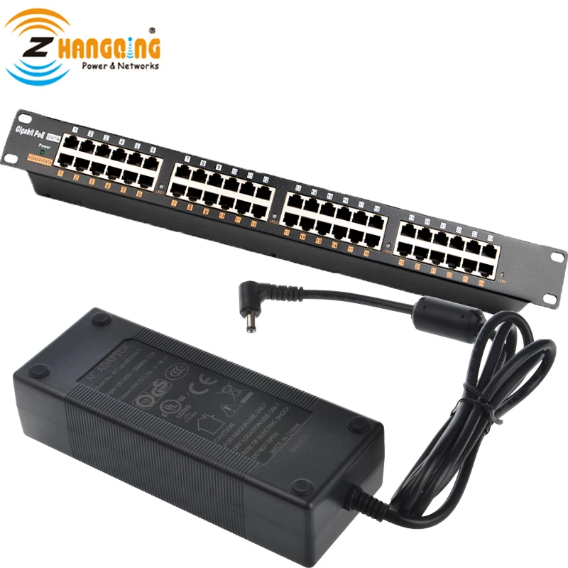 GPOE-24B стойка крепление балансировки нагрузки гигабитный poe-инжектор с 48 в 120 Вт блок питания для ip-камеры сети и набор для видеонаблюдения PoE