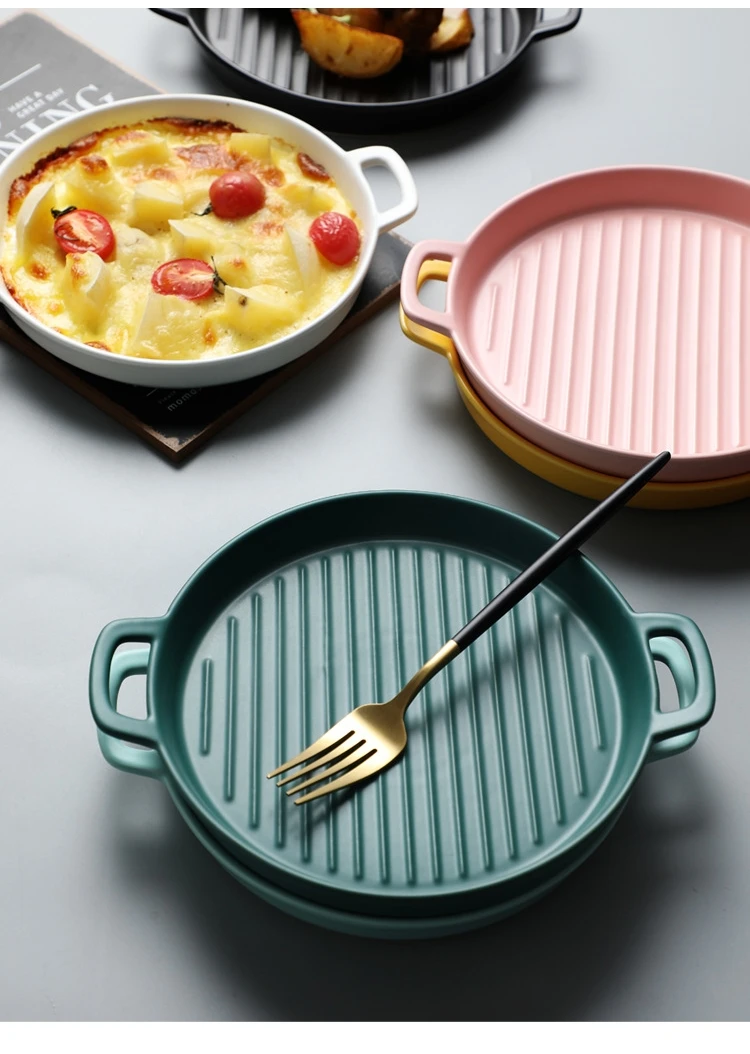 Бинауральная форма для выпечки, круглые керамические обеденные тарелки, поддоны для выпечки сыра, форма для выпечки, поднос, посуда для микроволновой печи