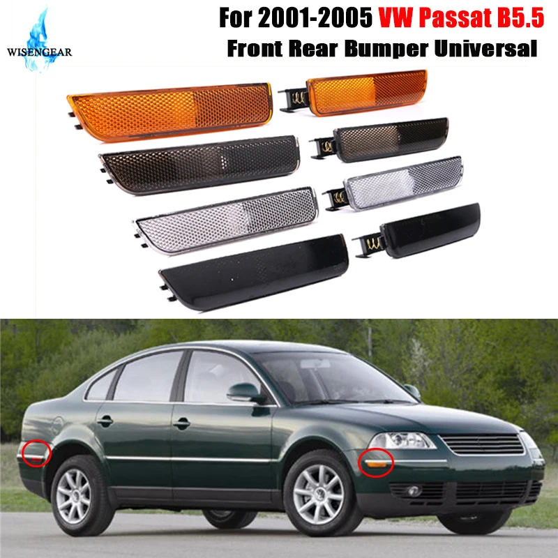 

For VW Passat B5.5 Front Rear Bumper Side Marker Lights Turn Signal Lamps Indicators Blinker Clear Yellow Smoke Black 2001-2005
