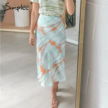 Simplee юбка миди с принтом Tie dye, Женская Осенняя эластичная юбка с высокой талией, Женская Повседневная Уличная юбка, вечерние юбки для клуба