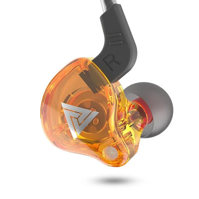 QKZ AK6 3.5mm Wired Headphones Copper Driver Stereo HiFi Earphone Bass Earbuds Music Running Sport Headsets Games Earphones Yellow A
