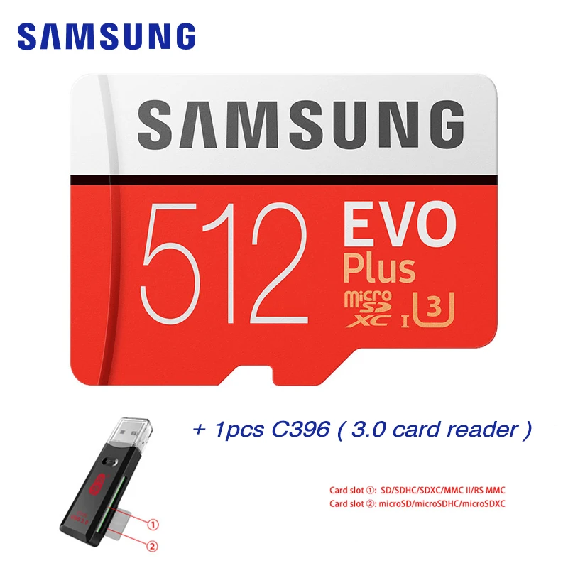 512GB U3 and C396 Карта памяти Samsung EVO PLUS 512GB 256GB 128GB 64GB 4K microsd microSDXC C10 32GB microSDHC класс 10 UHS-1 TF карты Транс - Емкость: 512GB U3 and C396